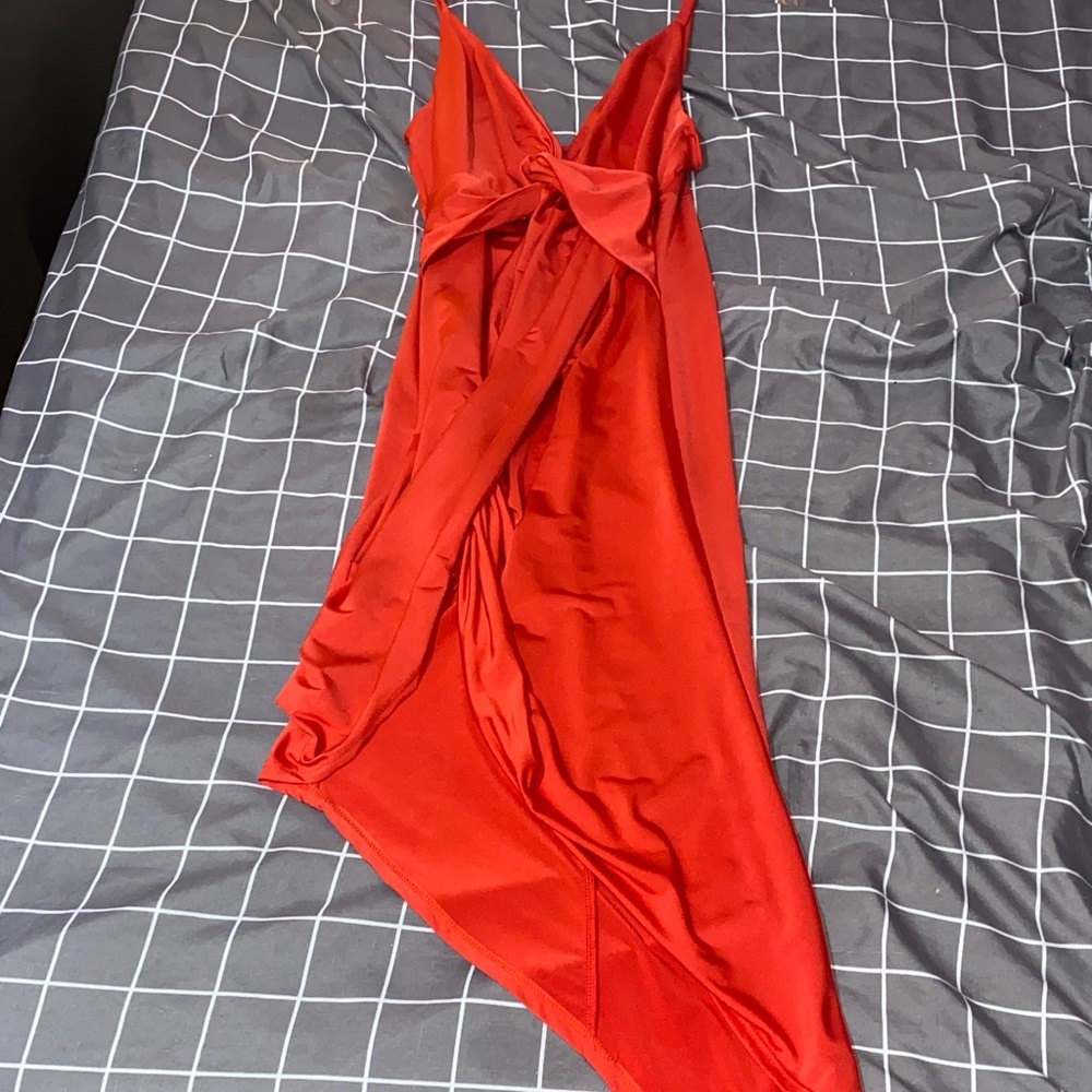 Vibrant orange/red spaghetti strap dress